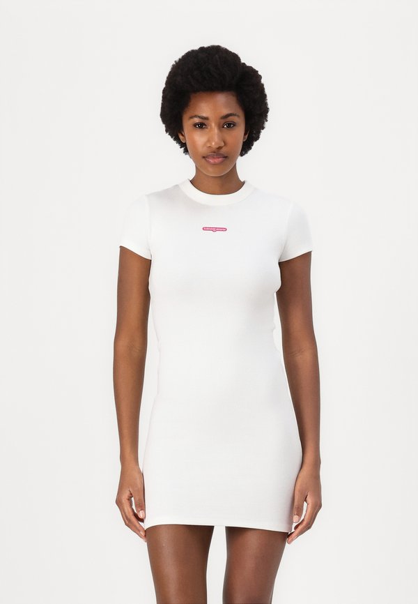 SCRIPT MINI DRESS - Jersey dress - ecru