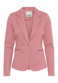Světle růžový blejzr s klopovým límcem, dlouhými rukávy a zapínáním na jeden knoflík. Obsahuje dvě kapsy s úzkými detaily po stranách.