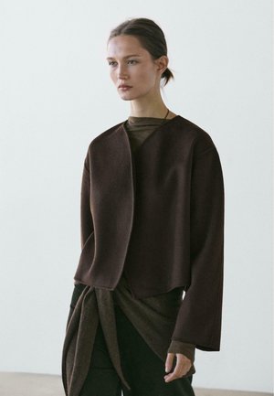 WITH ROUNDED LAPELS - Blazer - mottled dark brown