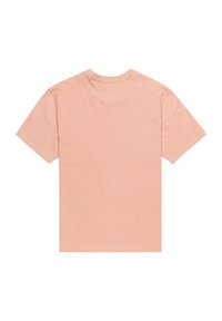 Kurzärmliges T-Shirt aus weichem Pfirsichstoff. Klassisches Crew-Neck-Design mit einem schlichten Rücken. Glatte Textur und einfache Silhouette.