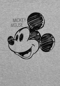 Tessuto grigio con una grafica nera del volto di Topolino, che mostra un'espressione sorridente con grandi orecchie e tratti distintivi del viso.