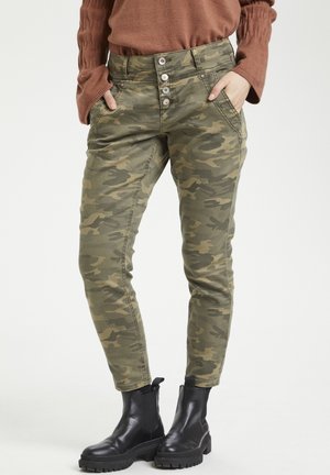 Cream CRPENORA TWILL 7/8  - Slim fit jeans - sea green printed camouflage