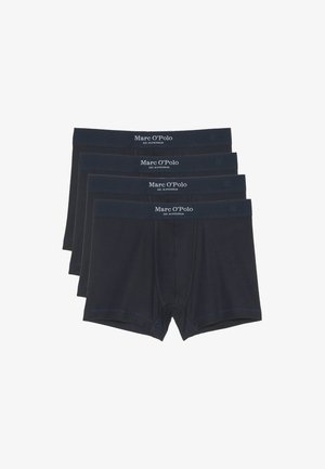 Pacco di quattro boxer blu scuro con una morbida cintura elastica, che presenta il logo "Marc O'Polo" in bianco, realizzati in cotone elasticizzato.
