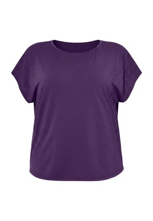 Studio Untold, SPORT T-SHIRT, OVERSIZE SHAPE, PERFORATIONS - Jednoduché tričko - aubergine
