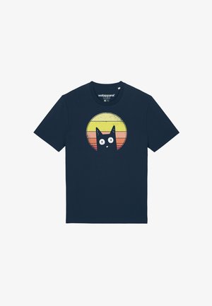 watapparel, SUNSET CAT - T-Shirt print - french navy