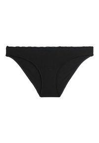 Boxer negru din bumbac cu o textură netedă, având un detaliu din dantelă pe talie și margini curate pentru un design minimalist.