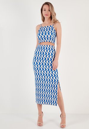 LELA SLIM FIT SET - Falda de tubo - royal blue white