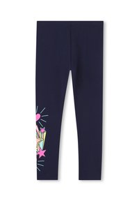 Laikina leggings neigiamu audiniu, su ryškiai spalvota grafika, vaizduojančia žvaigždes ir širdis kairėje pusėje. Lygus paviršius, elastinga juosmens juosta.