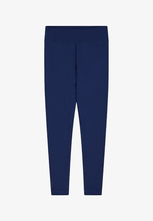 Leggings de color azul marino hechos de una tela elástica, con una cinturilla alta y costuras planas para mayor comodidad y durabilidad.