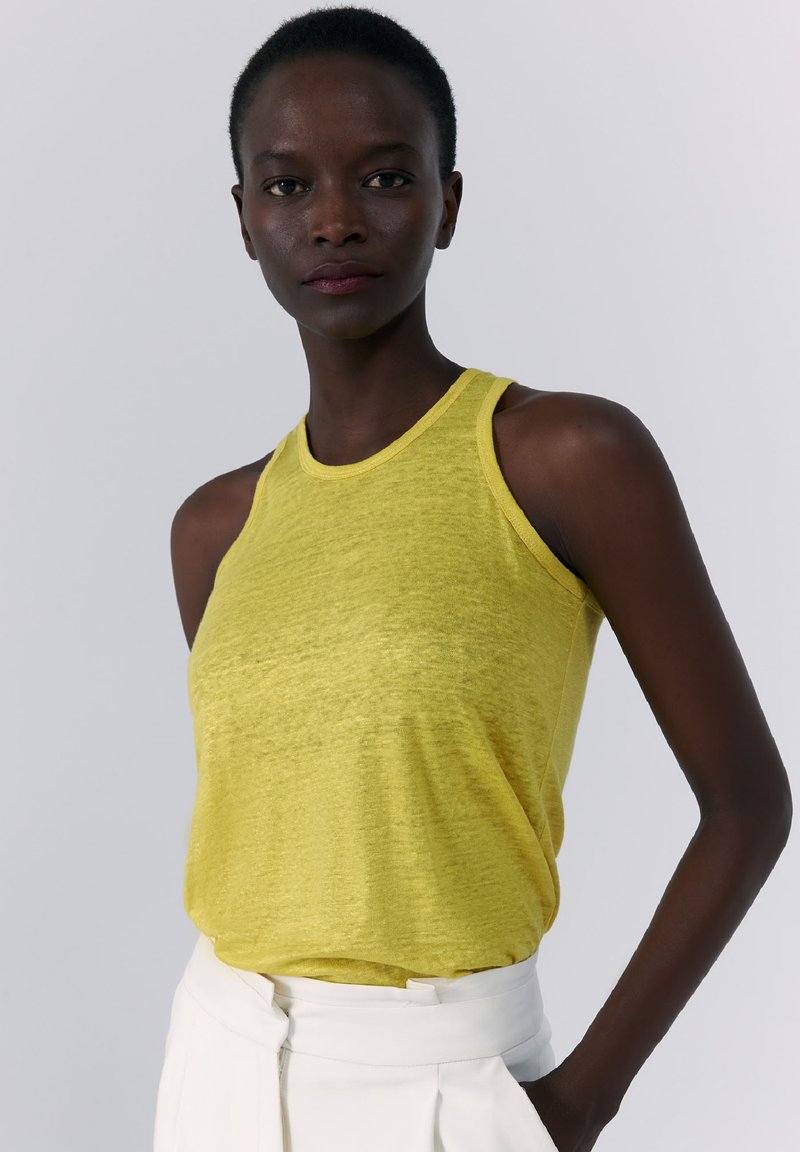 Pull Léger Jaune I CODE By IKKS - Lin Et Coton - Taille Régulière