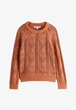Next, REGULAR FIT - FLORAL STITCH - Svetrík - coral pink washed