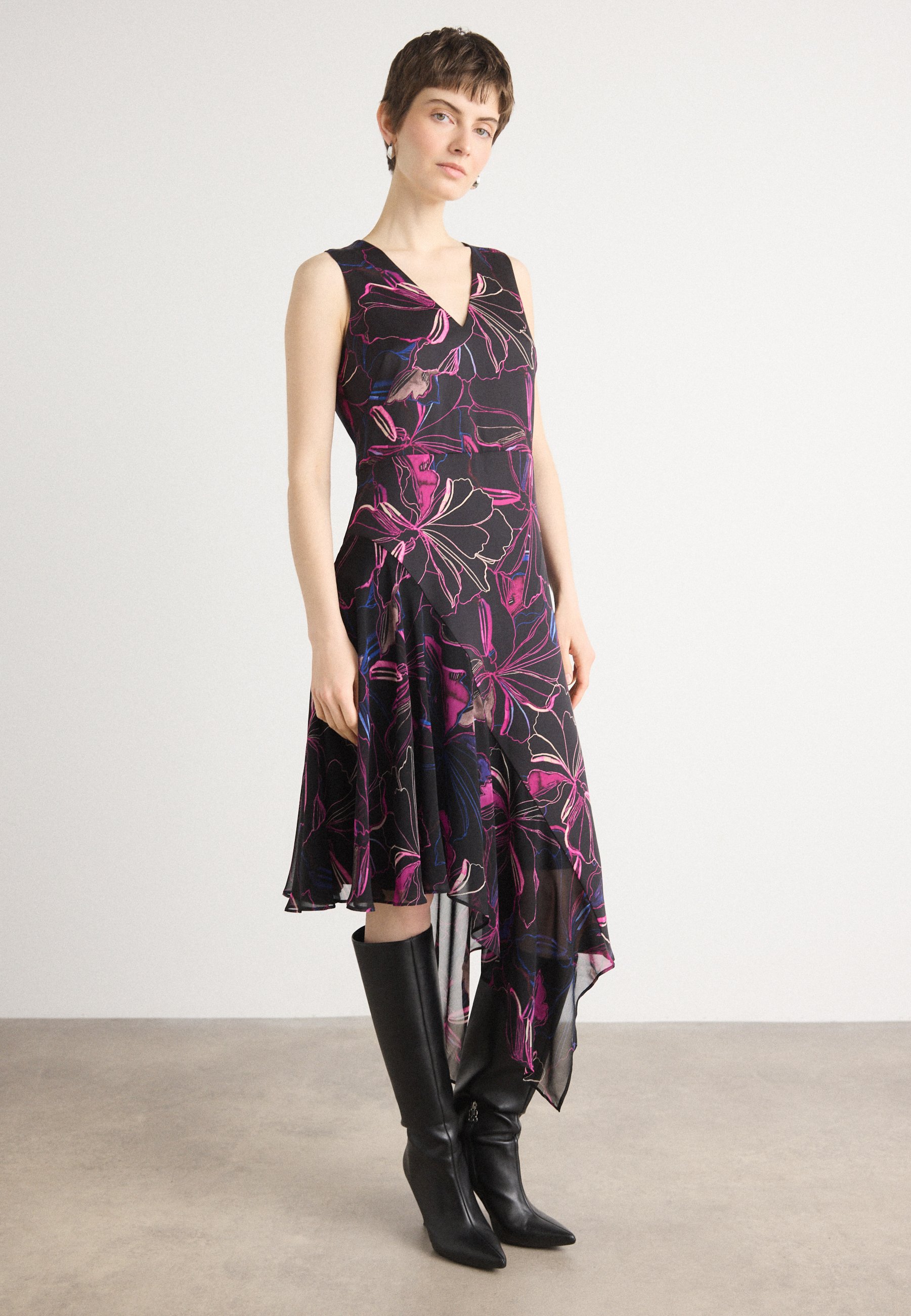 DKNY Women's Printed Chiffon Ruffle Maxi Skirt – Flowy, Versatile & Office-Ready