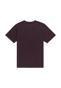 Dark purple short-sleeve t-shirt, made of cotton, featuring a classic crew neck design with a smooth texture and no visible graphics or patterns.