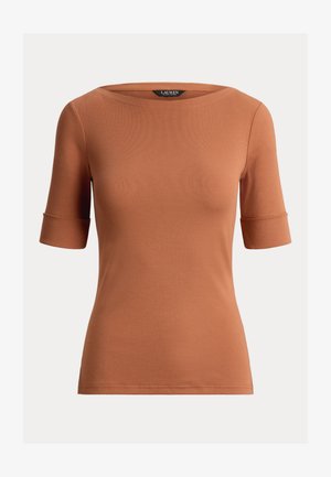 Lauren Ralph Lauren, STRETCH COTTON BOATNECK TEE - Basic póló - red terracotta