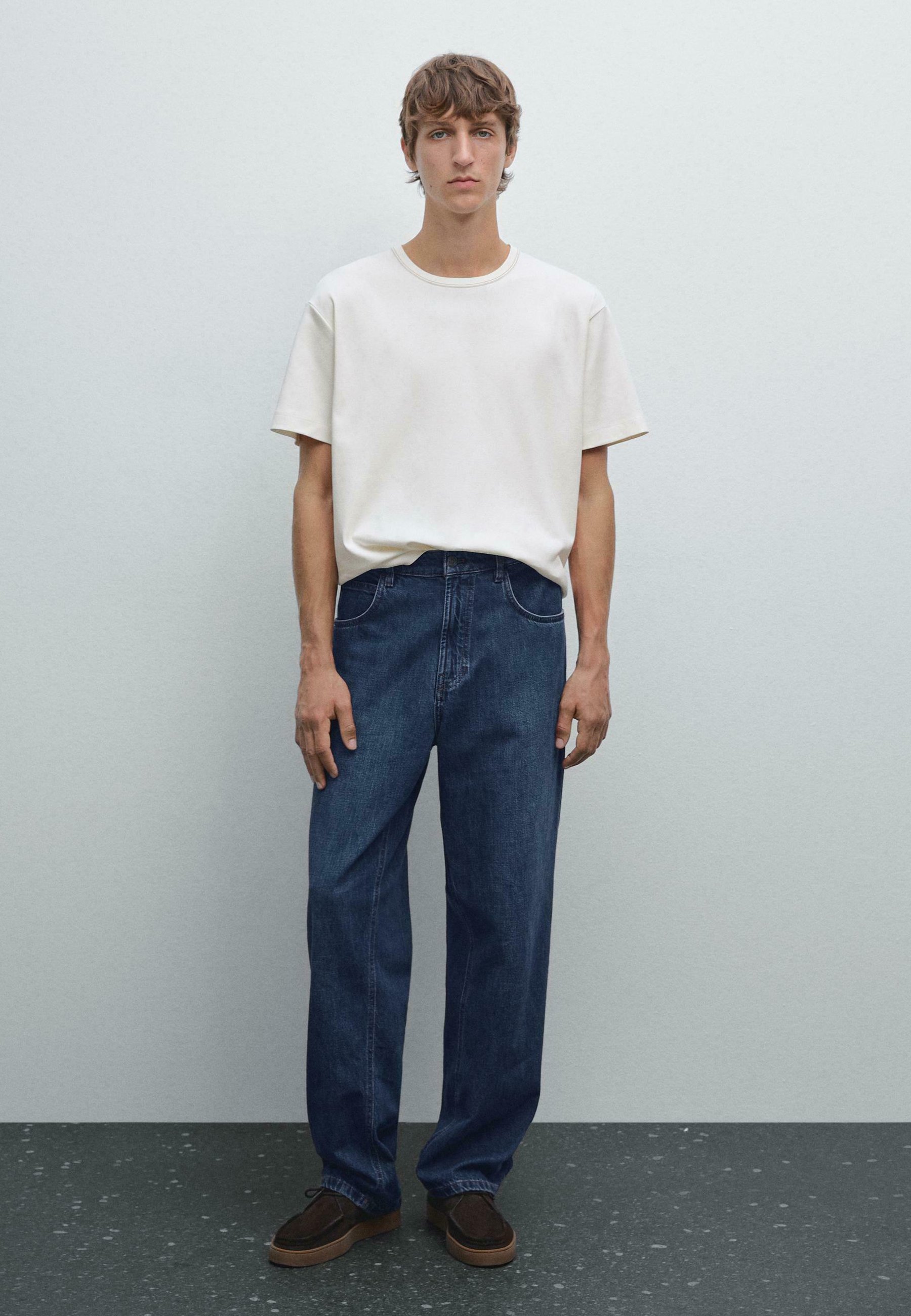 Massimo Dutti SHORT-SLEEVE WITH CONTRAST STITCHING - T-shirt
