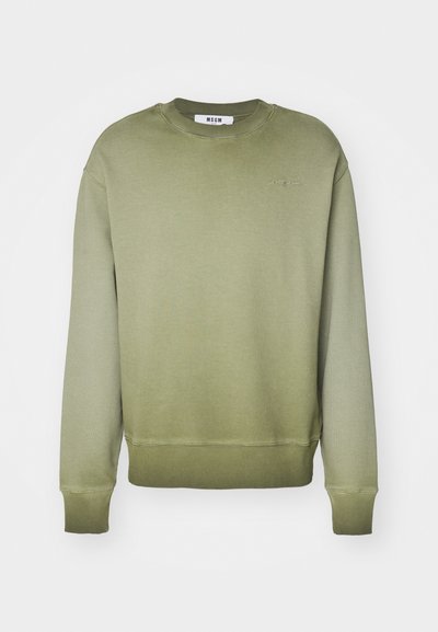 Felpa verde oliva realizzata in morbido cotone, con collo rotondo, polsini a coste e un ricamo delicato del logo sul petto.