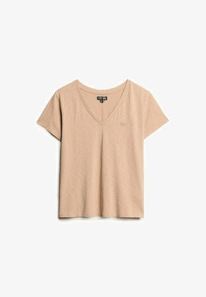 Superdry & Co EMBROIDERED V NECK - T-shirt basic - light taupe
