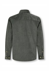 Groen corduroy shirt met een kraag, lange mouwen, knoopmanchetten en een verticale ribbelstructuur. Beschikt over versterkte stiksels op de schoudernaden.