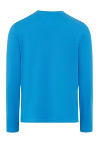 Langsleeve shirt in helderblauw, gemaakt van een gladde stof, met een ronde halslijn en een rechte snit zonder zichtbare patronen of accenten.