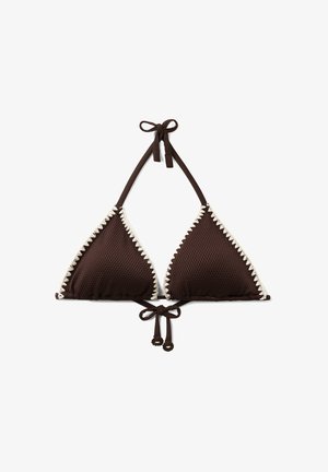 Calzedonia, BICOLOR EMBROIDERY TRIANGLE - Bikini-Top - brown