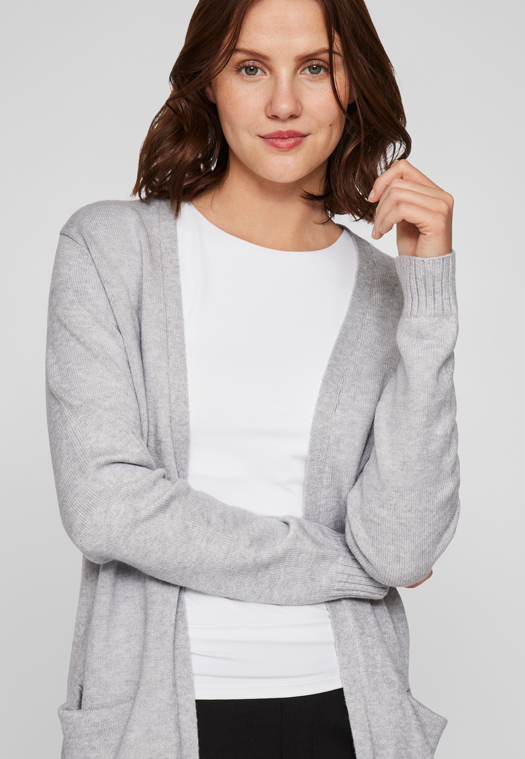 VILA VIRIL LONG CARDIGAN - Cardigan - light grey/mottled light