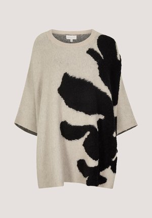 Apricot, ABSTRACT FLOWER OVERSIZED CAPE JUMPER - Πουλόβερ - stone