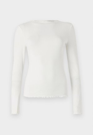 TOM TAILOR DENIM WITH FRILL EDGE - Top dugih rukava - off white