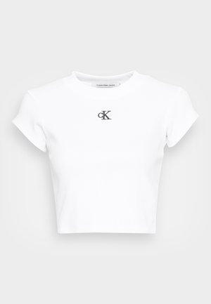 Calvin Klein Jeans CROPPED SLIM TEE - Camiseta básica - bright white