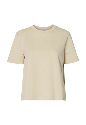 Selected, SLWESSENTIAL SS BOXY TEE NOOS - T-shirt basique - oatmeal
