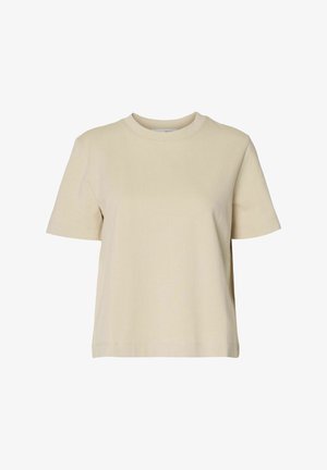 Selected, SLWESSENTIAL SS BOXY TEE NOOS - T-shirt basique - oatmeal