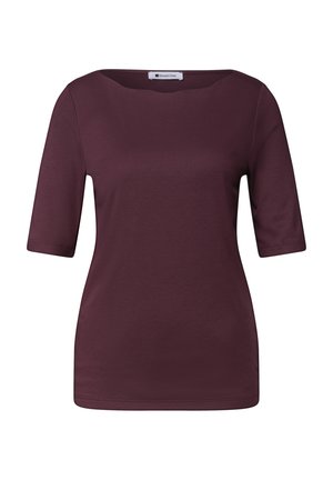 Street One, T-SHIRT MIT WAVY NECKLINE IN UNIFARBE - T-Shirt basic - rustic rouge