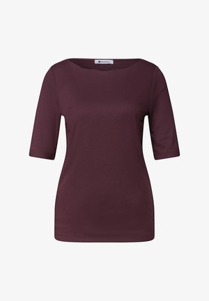 Street One, T-SHIRT MIT WAVY NECKLINE IN UNIFARBE - Camiseta básica - rustic rouge