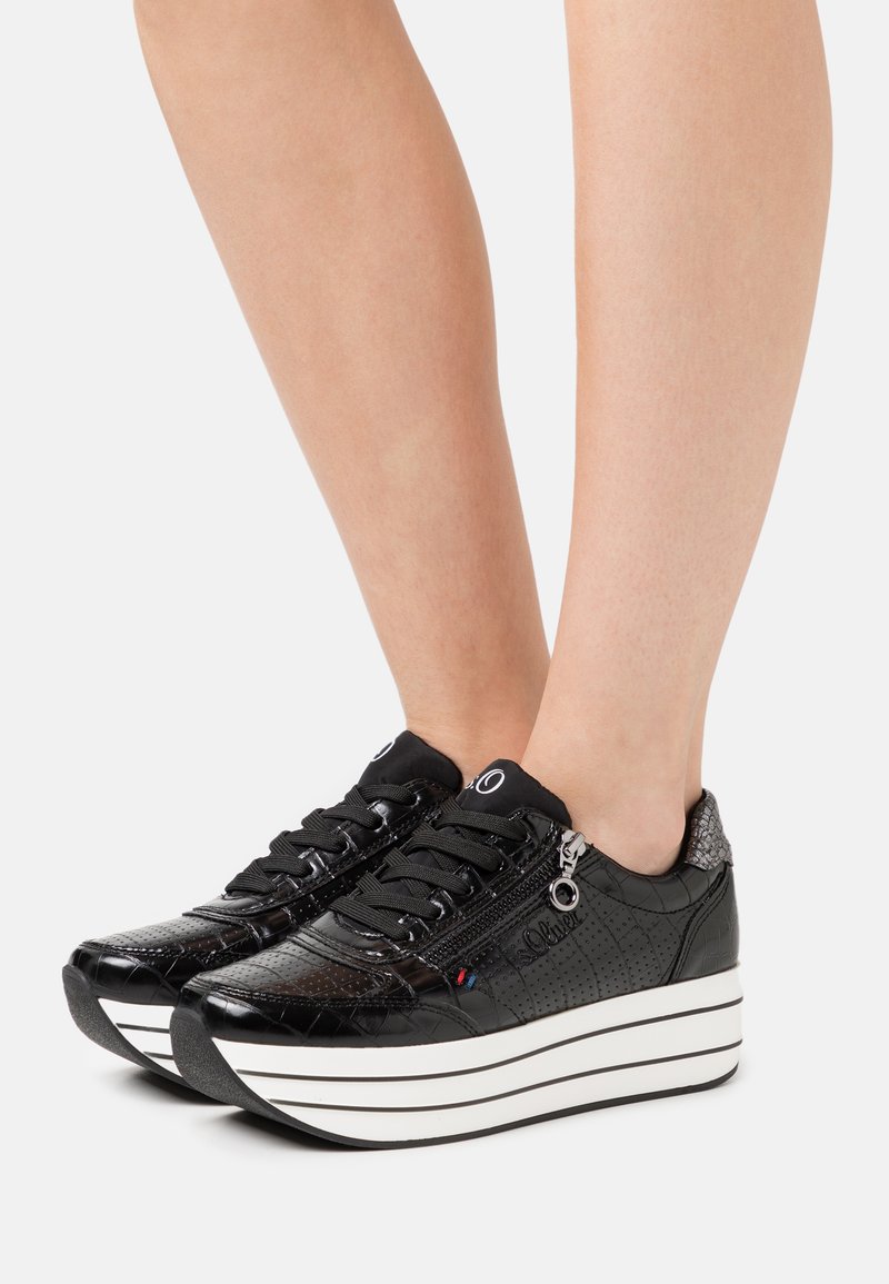 s.Oliver LACE UP - Sneaker low - black