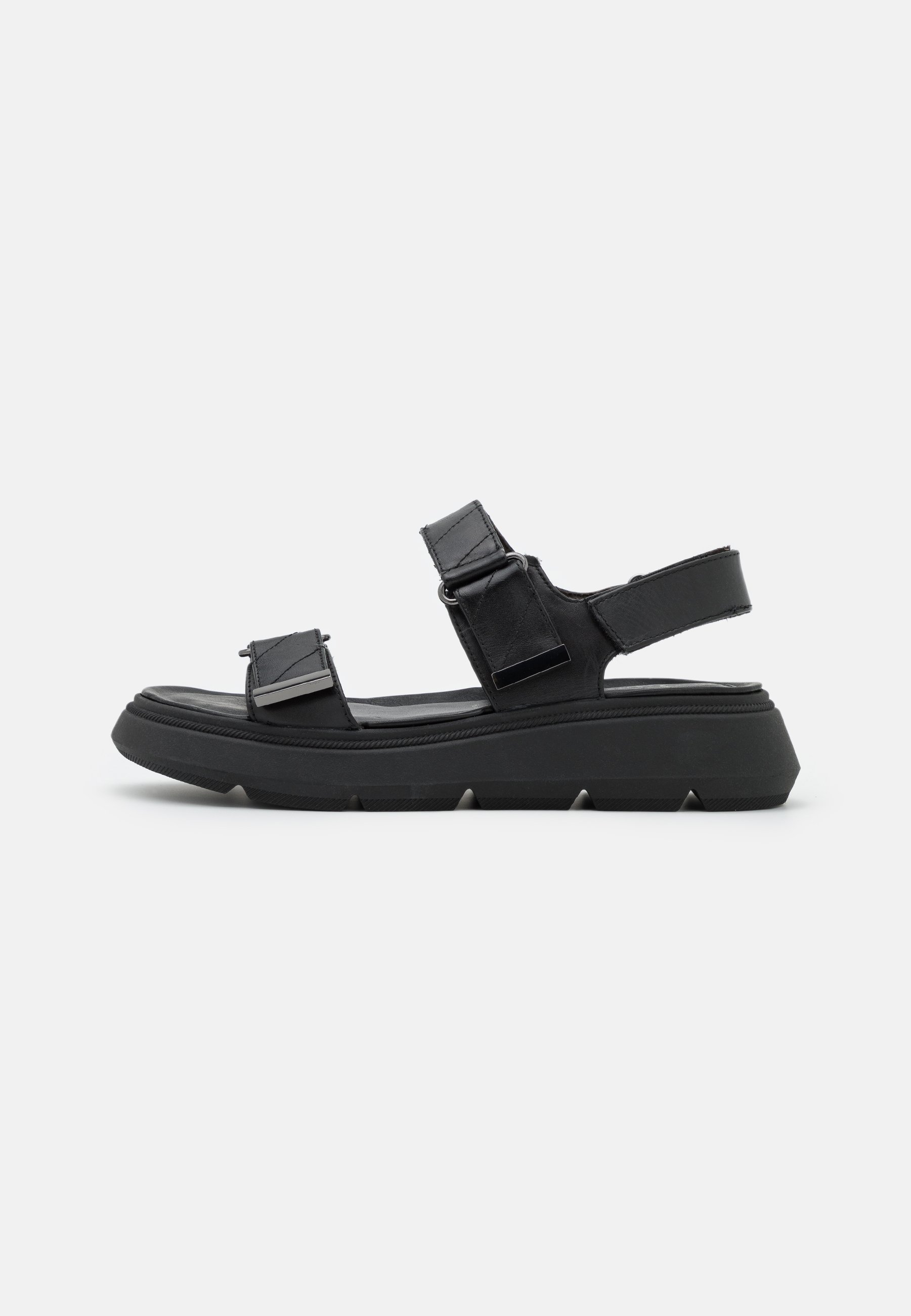 Black high-heeled sandals