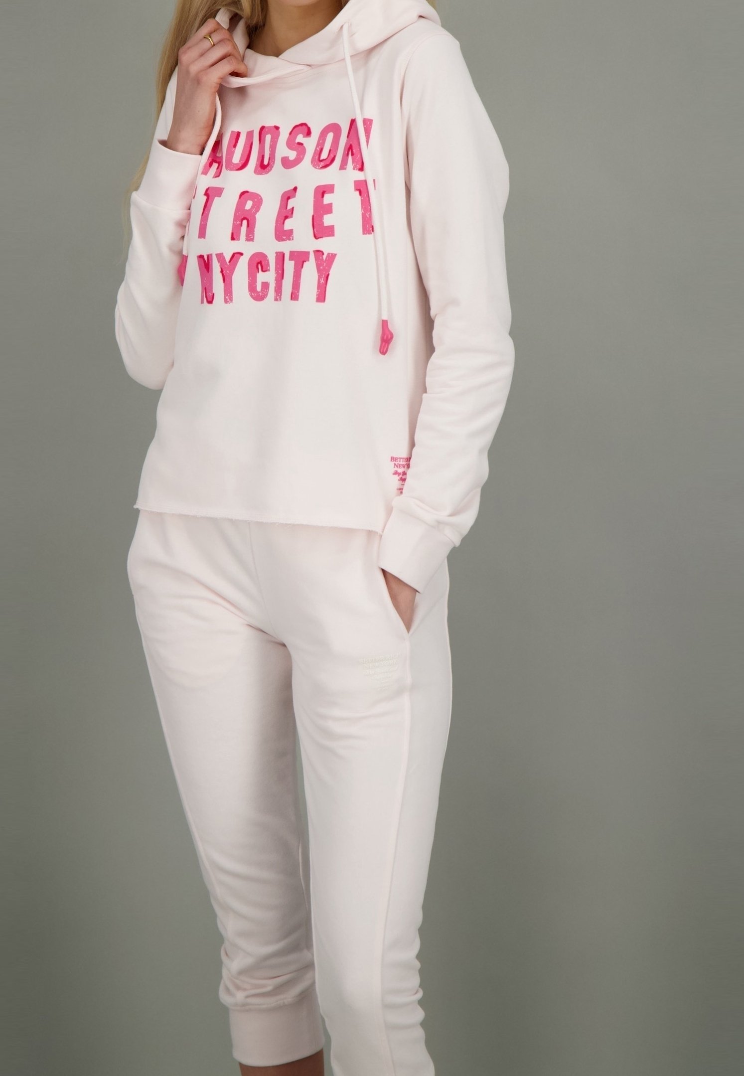 Sweat à capuche Rose Leger Terry Lined Zip Up par Rwanda