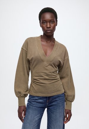 Topshop, TSRIMA V NECK CINCH WAIST - Суитшърт - khaki