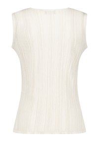 Bezramionowy top z prążkowanej dzianiny w odcieniu off-white, o dopasowanym kroju i okrągłym dekolcie.