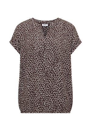 Cecil, DROP-SHOULDER BLOUSE WITH PRINT, ciemnobrązowy
