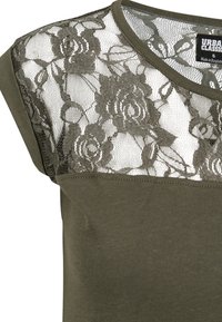 Urban Classics LADIES TOP LACES TEE - Trükipildiga T-särk - olive