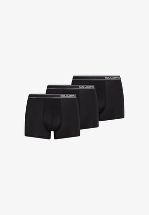 Schwarze Baumwoll-Boxershorts im Dreierpack. Mit einem elastischen Bund mit Logo und einer enganliegenden Passform, die durch Stichdetails und eine zentrale Tasche hervorgehoben wird.