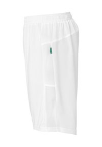 Witte sport Shorts gemaakt van lichtgewicht stof, met een meshpaneel voor ademend vermogen en een elastische tailleband voor comfort.