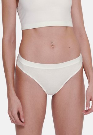 Lichtcrème katoenen slip met een soepele textuur en elastische tailleband met subtiele logo-details. Klassieke snit met gemiddelde bedekking.