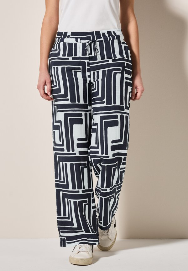 GEMUSTERTE STRUKTUR - Stoffhose - blau