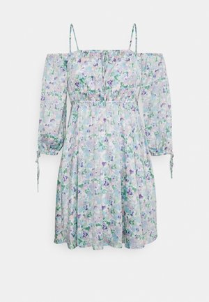 PAMELA REIF x NA-KD - OFF SHOULDER MINI DRESS - Day dress - light blue
