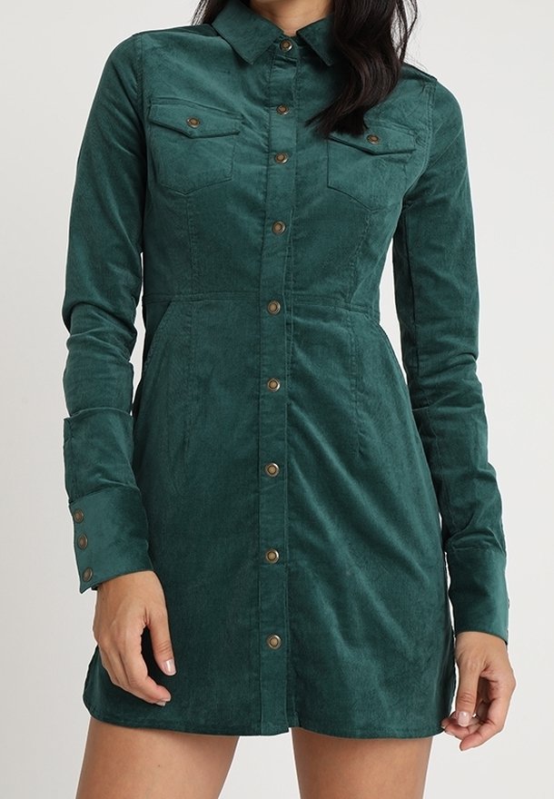 Free People Shirt dress - dark green - (Pre-owned) - Zalando.ie