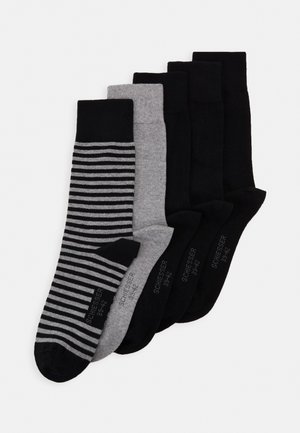 5 PACK - Nogavice - black/mottled dark grey