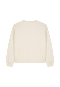 Crème-kleurige sweatshirt met een ronde halslijn, lange drop-shoulder mouwen en ribgebreide manchetten en zoom. Van een zacht katoenmix materiaal.