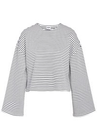 Gekürztes Top aus weichem Stoff mit horizontalen schwarz-weißen Streifen, weiten Ärmeln und einem runden Ausschnitt.