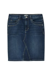 TOM TAILOR Damen Jeansrock – Regular Fit, Midi-Länge, Mit Seitlichen Taschen, Aus Stretchigem Denim