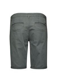 Grijze katoenen shorts met opgerolde zoom, voorzien van twee achterzakken en subtiele stiksels. Zachte textuur, relaxte pasvorm.